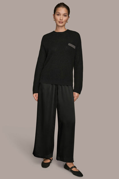 WOOL AND CASHMERE-BLEND POCKET SWEATER - BLACK/SILVER