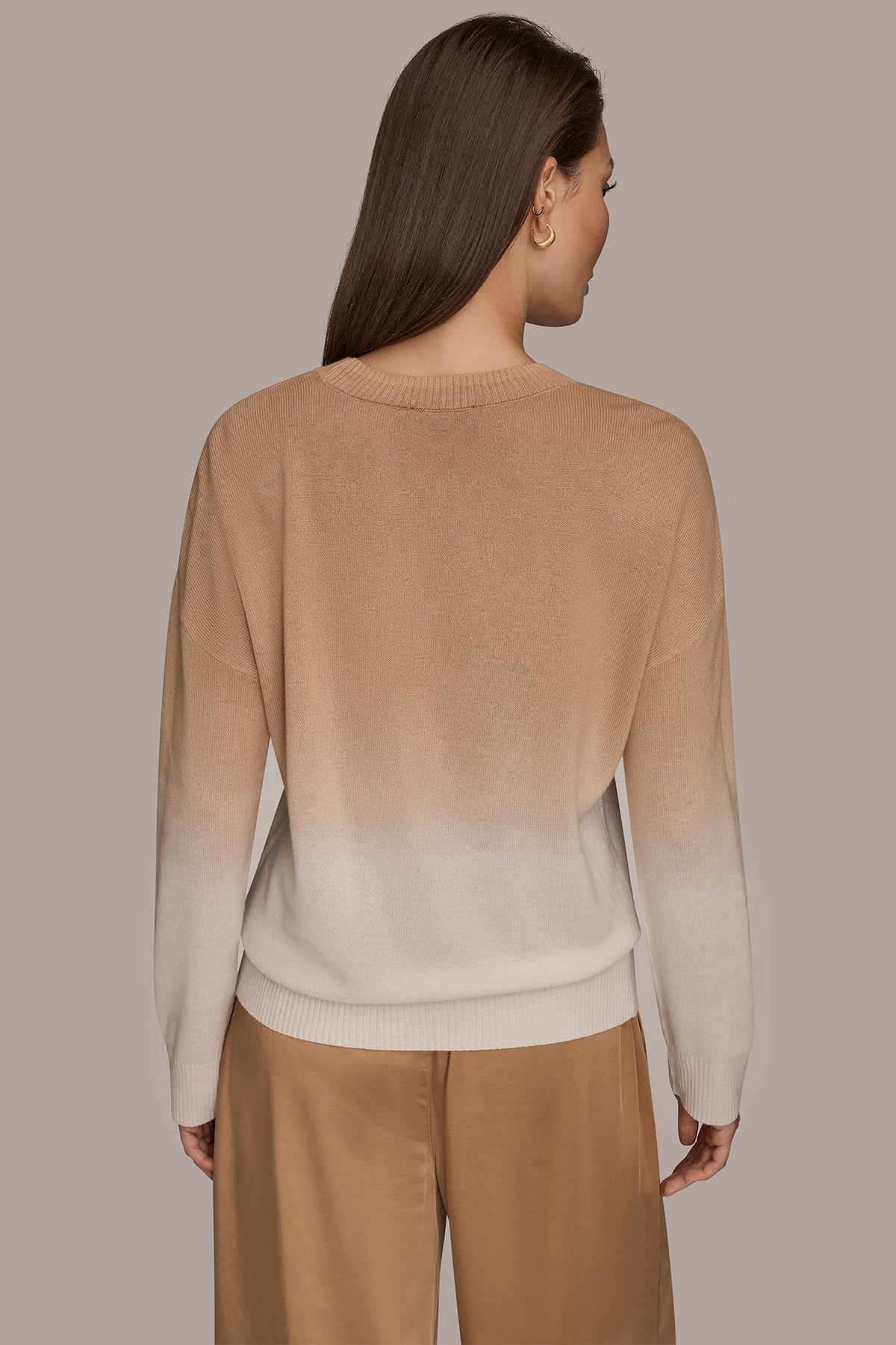 WOOL AND CASHMERE-BLEND DIP-DYED SWEATER - CREAM/FAWN