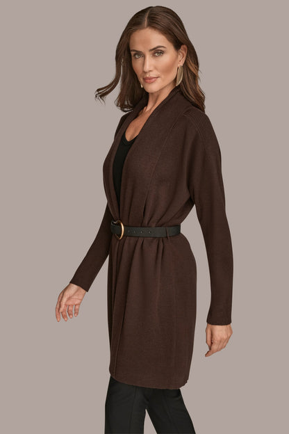 V-NECK LONG CARDIGAN - CHOCOLATE PLUM