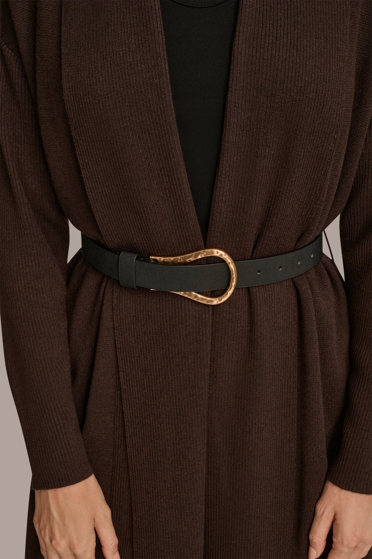 V-NECK LONG CARDIGAN - CHOCOLATE PLUM