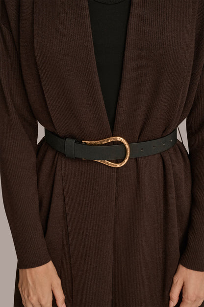 V-NECK LONG CARDIGAN - CHOCOLATE PLUM
