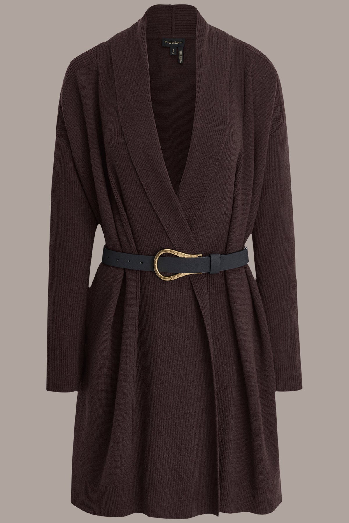 V-NECK LONG CARDIGAN - CHOCOLATE PLUM