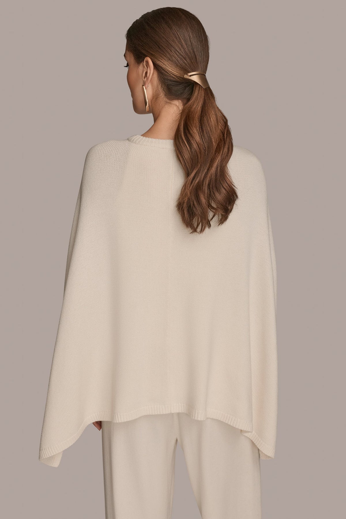 CAPE-EFFECT BUTTON SWEATER - Cream