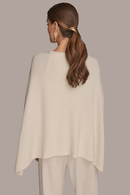 CAPE-EFFECT BUTTON SWEATER - Cream