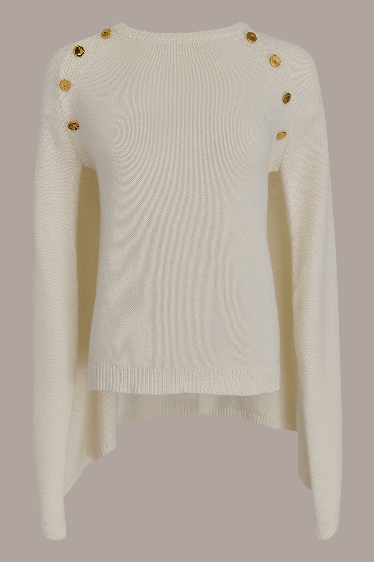 CAPE-EFFECT BUTTON SWEATER - Cream