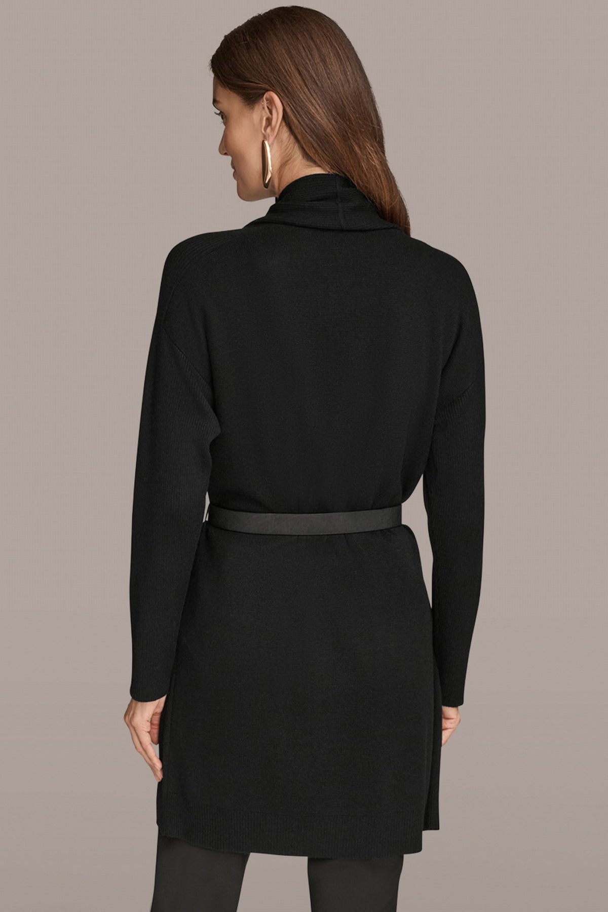 V-NECK LONG CARDIGAN - Black