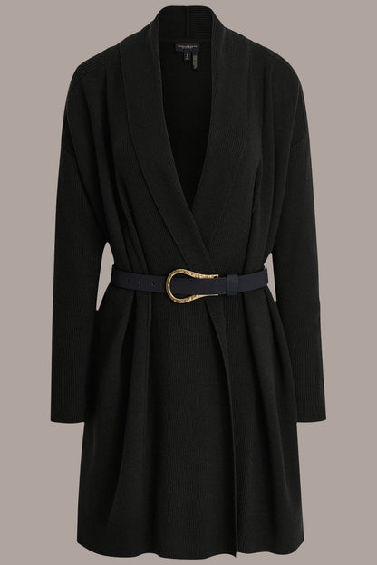V-NECK LONG CARDIGAN - Black