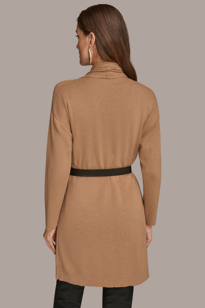 V-NECK LONG CARDIGAN - FAWN
