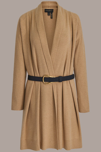 V-NECK LONG CARDIGAN - FAWN