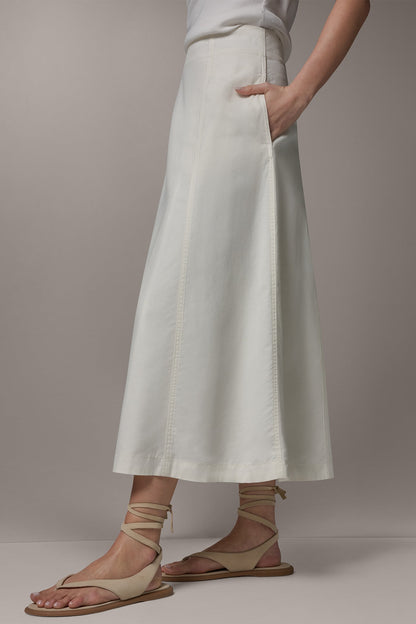 MIDI A-LINE PANEL SKIRT - Cream
