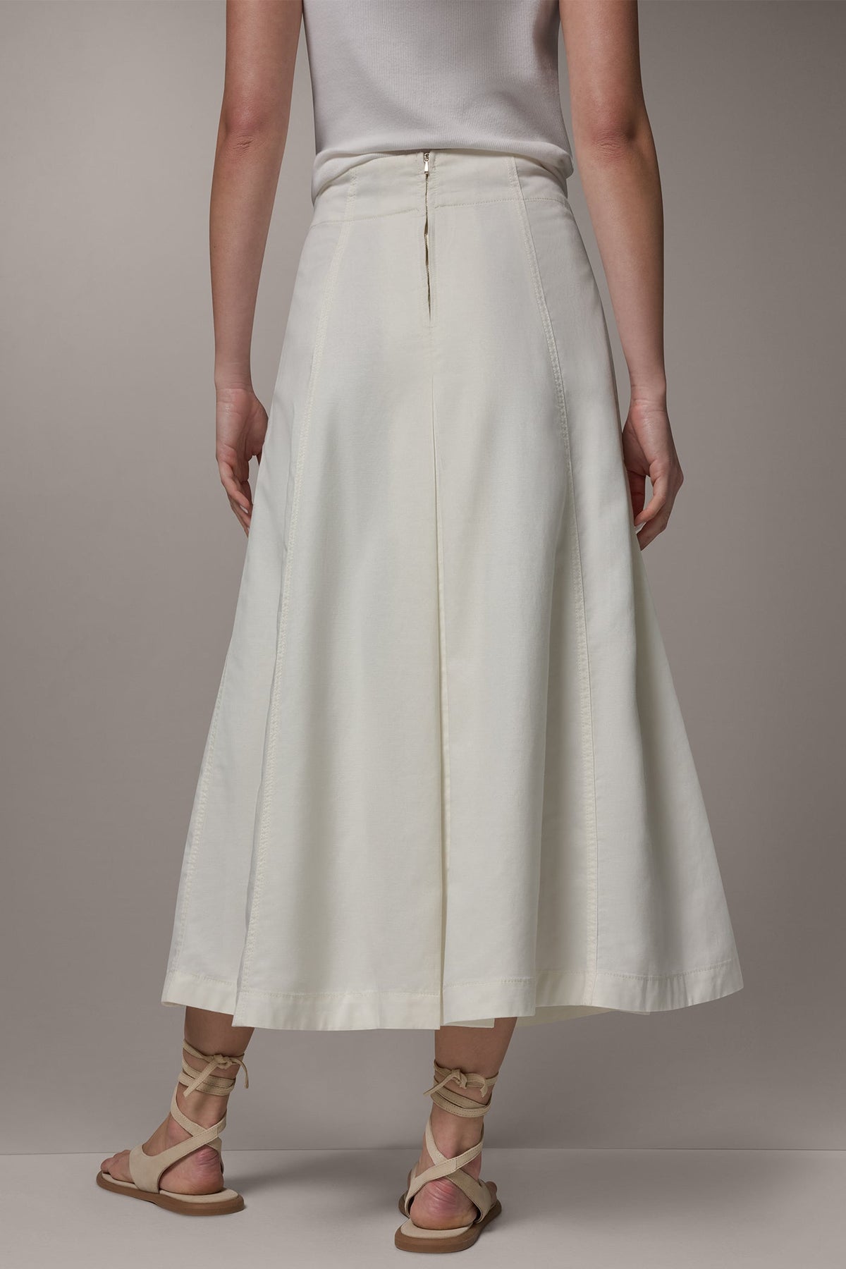 MIDI A-LINE PANEL SKIRT - Cream