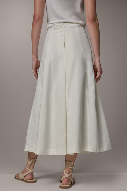 MIDI A-LINE PANEL SKIRT - Cream
