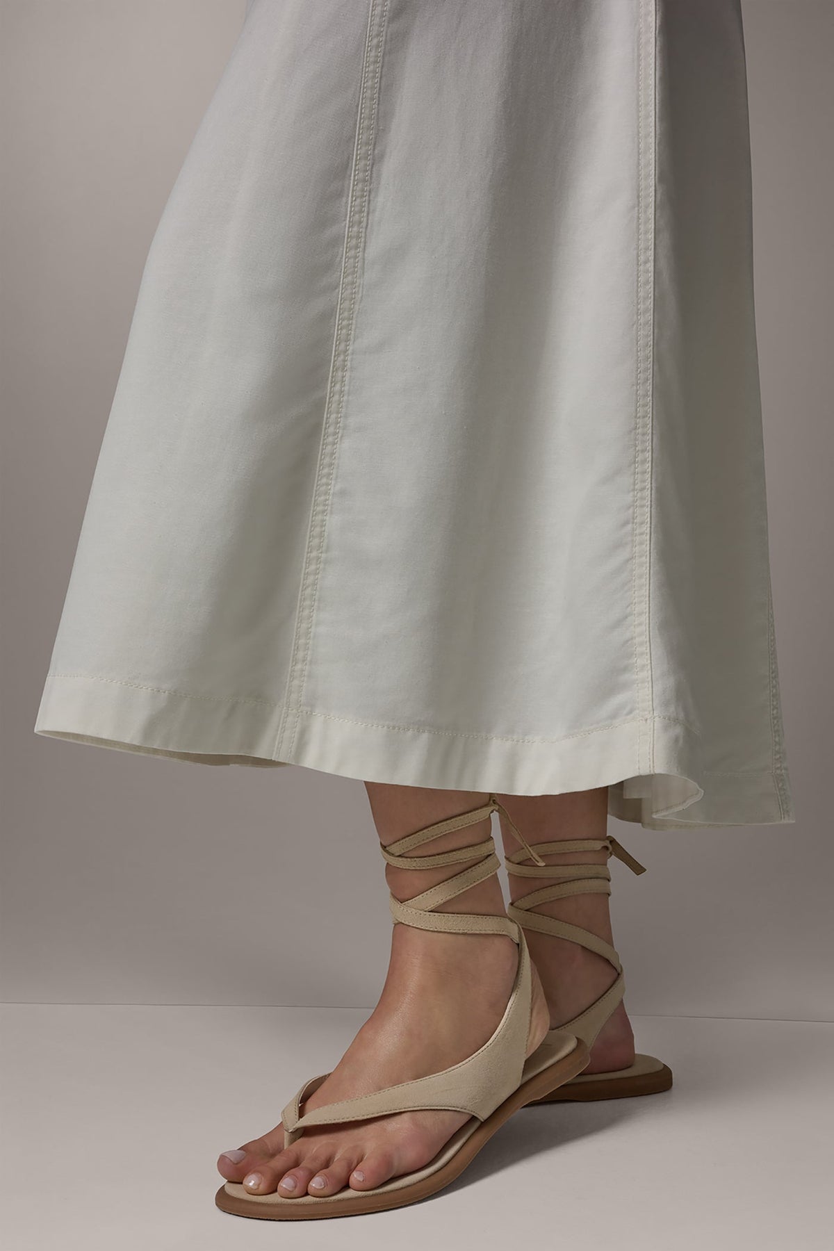 MIDI A-LINE PANEL SKIRT - Cream