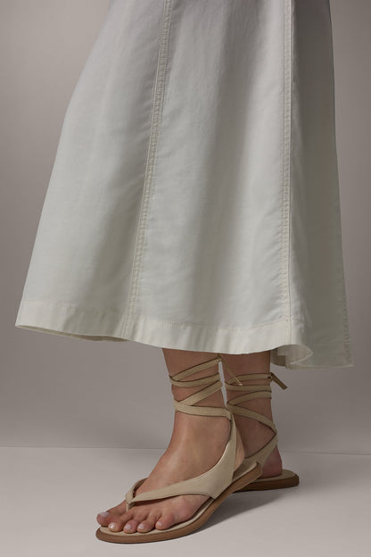 MIDI A-LINE PANEL SKIRT - Cream