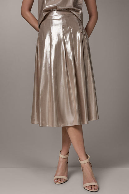 METALLIC MIDI A-LINE SKIRT - Snow Petal Multi
