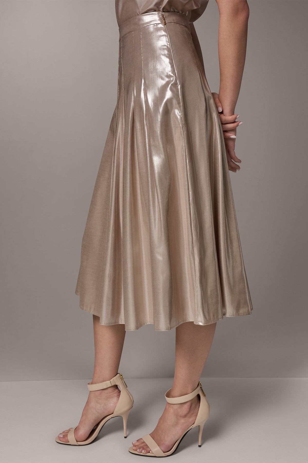 METALLIC MIDI A-LINE SKIRT - Snow Petal Multi