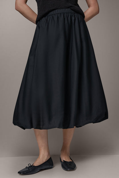 MIDI BUBBLE SKIRT - Black
