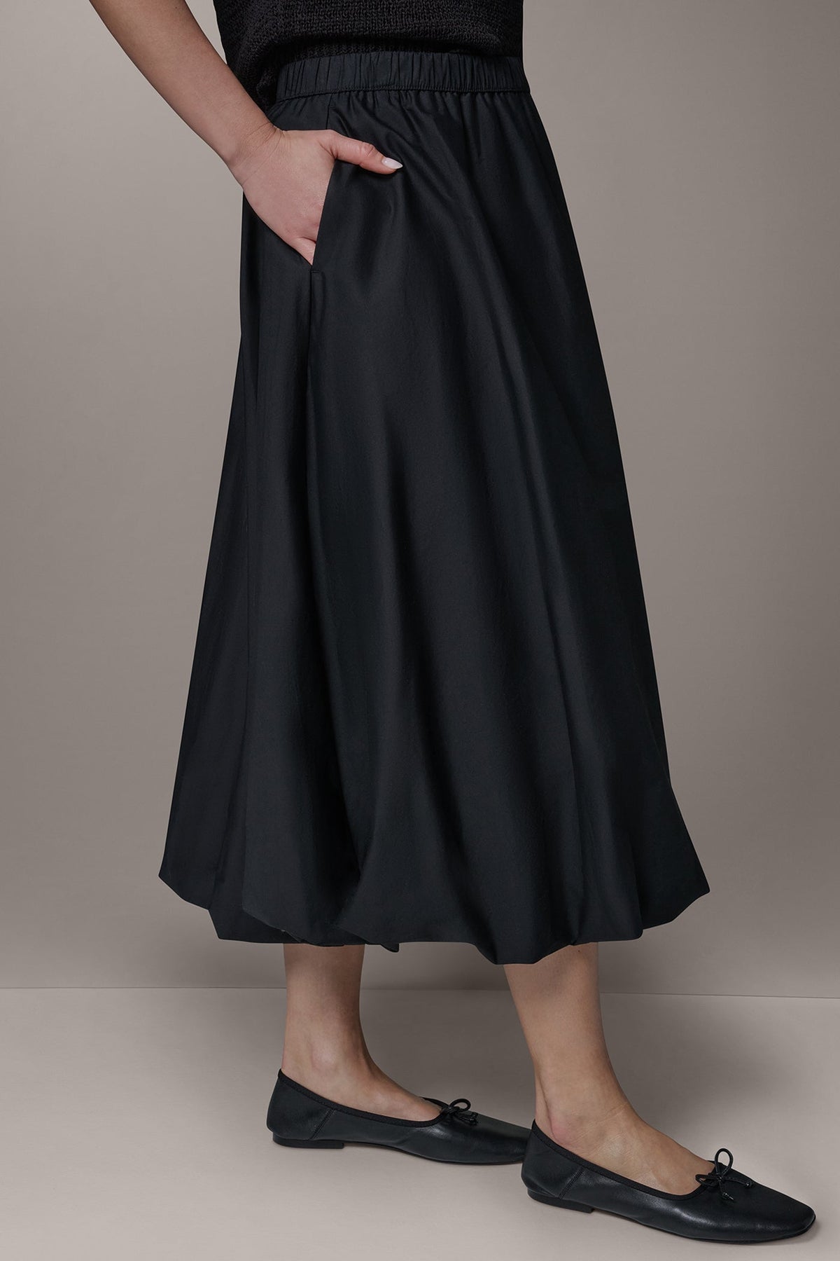 MIDI BUBBLE SKIRT - Black