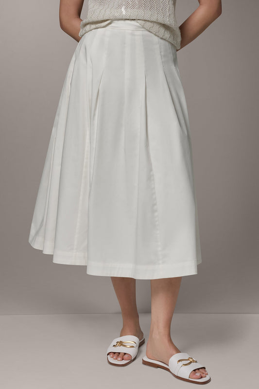 MIDI A-LINE SKIRT - Cream