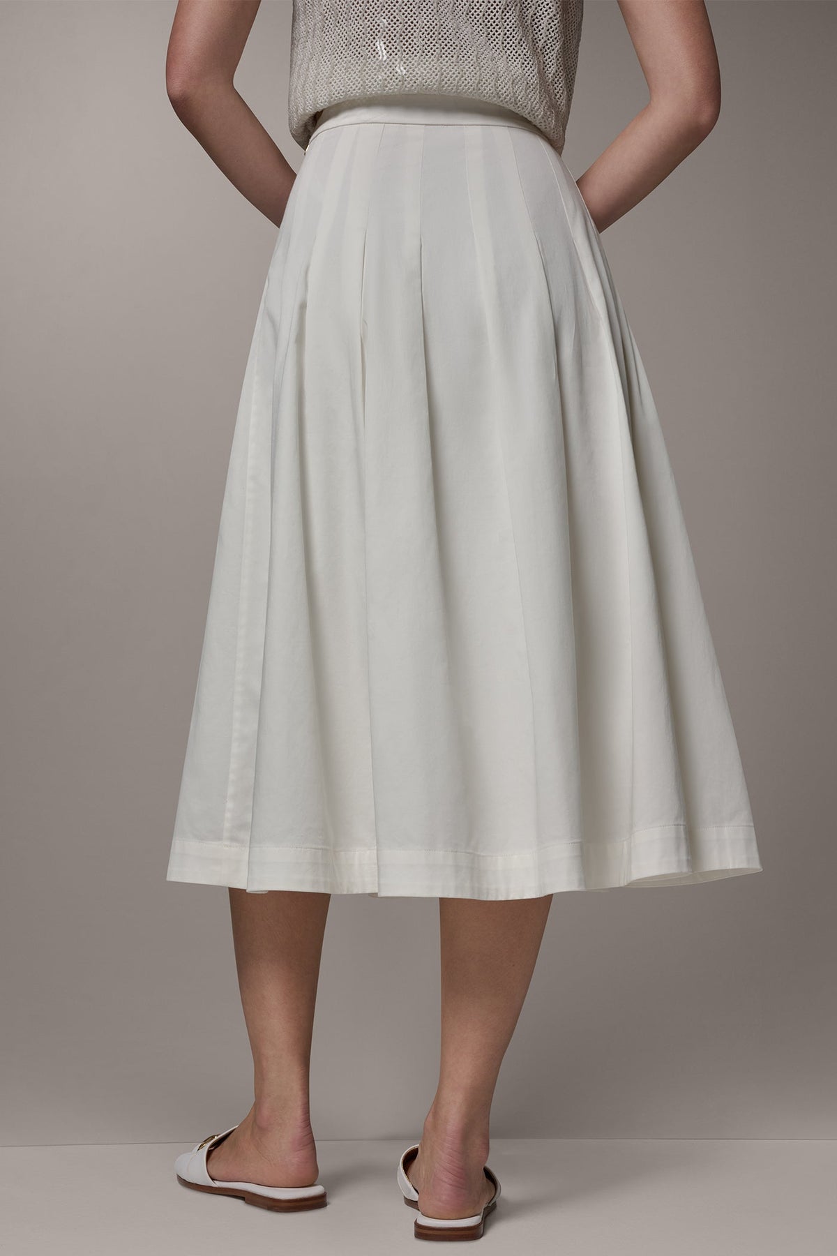MIDI A-LINE SKIRT - Cream