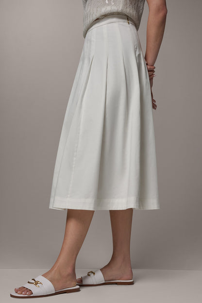 MIDI A-LINE SKIRT - Cream