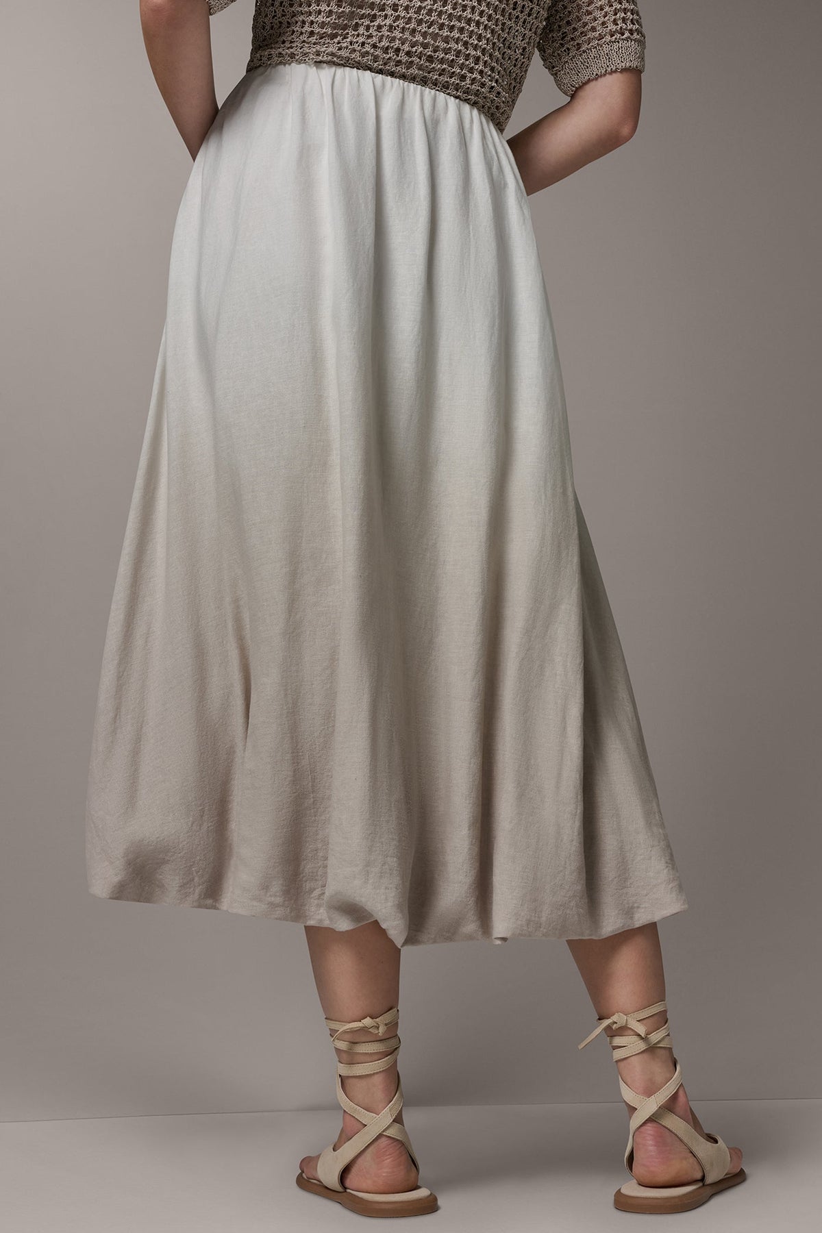DIP DYE MIDI BUBBLE SKIRT - Sandstone Dip Dye