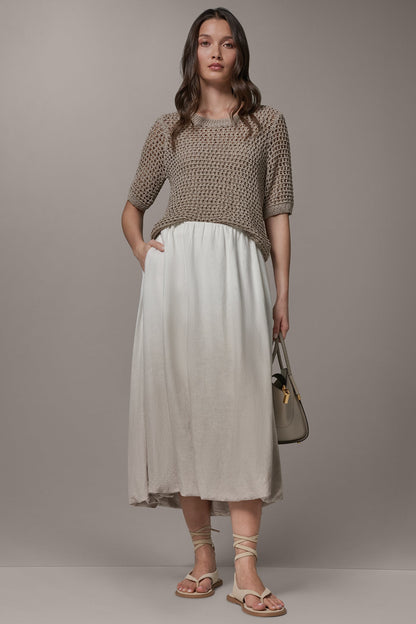 DIP DYE MIDI BUBBLE SKIRT - Sandstone Dip Dye