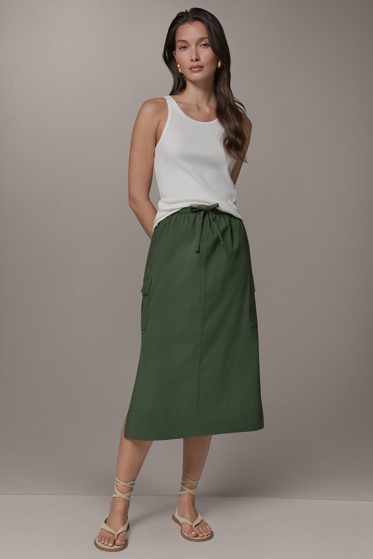MIDI CARGO PENCIL SKIRT - Verde