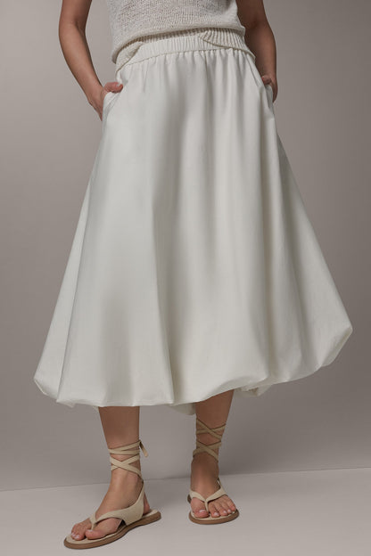 MIDI BUBBLE SKIRT - Cream