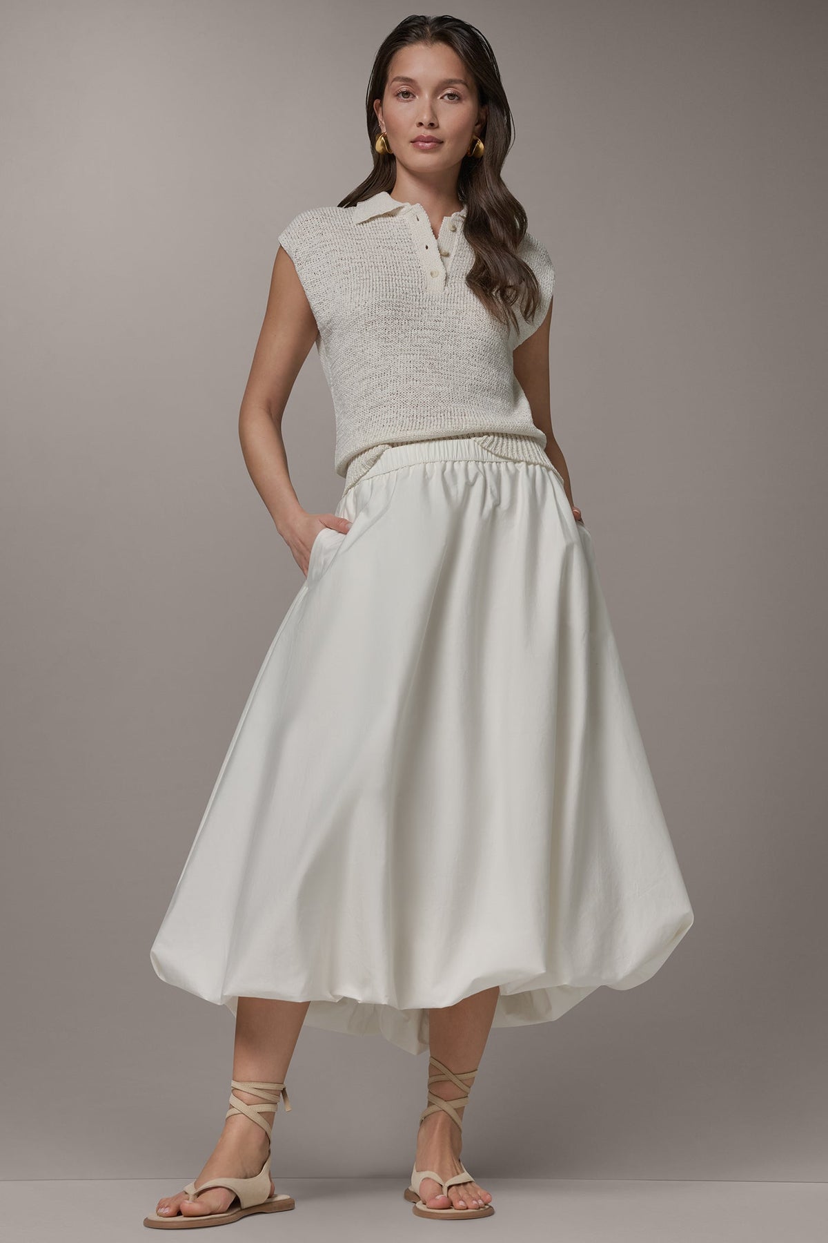 MIDI BUBBLE SKIRT - Cream