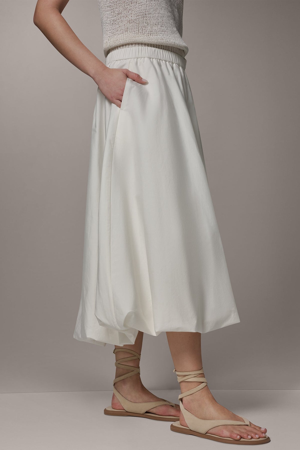 MIDI BUBBLE SKIRT - Cream