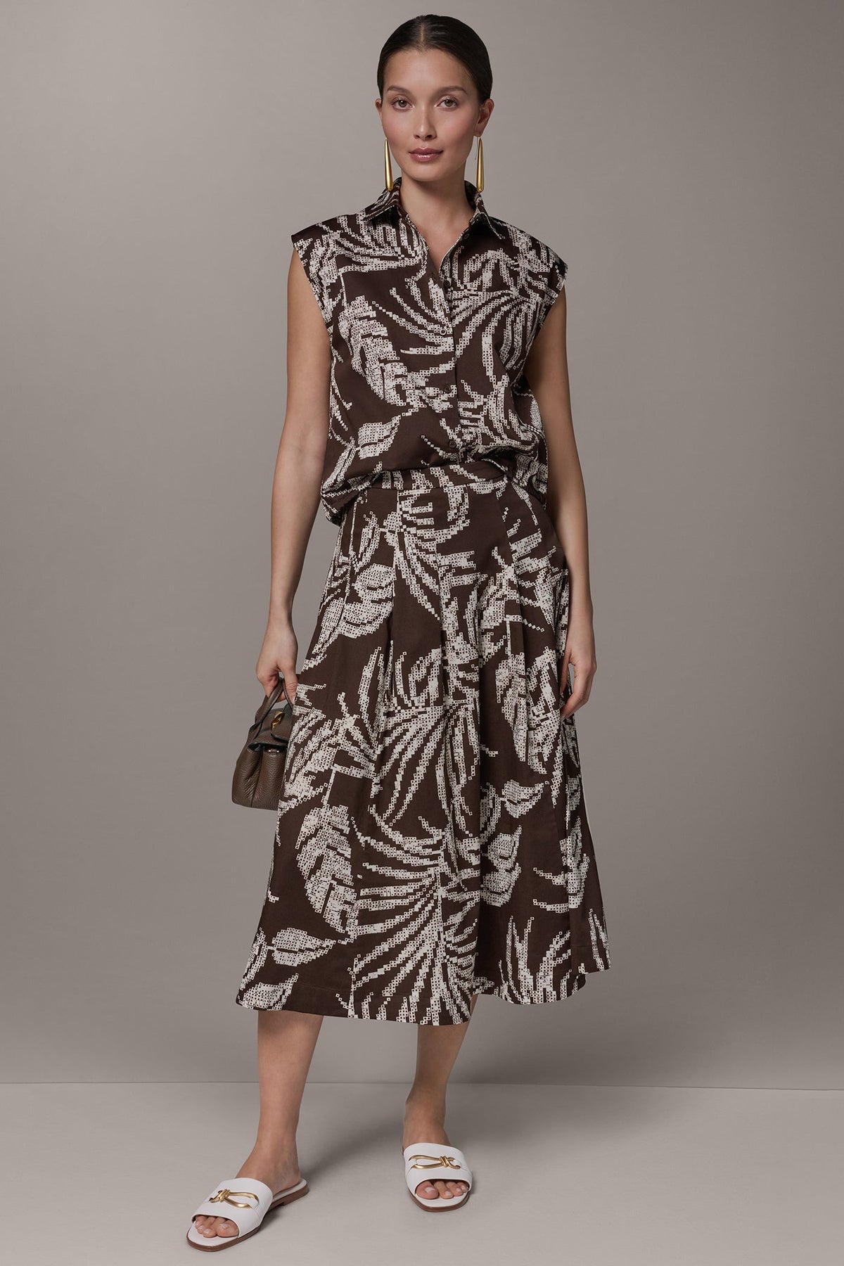 PRINT MIDI A-LINE SKIRT - Canyon Multi