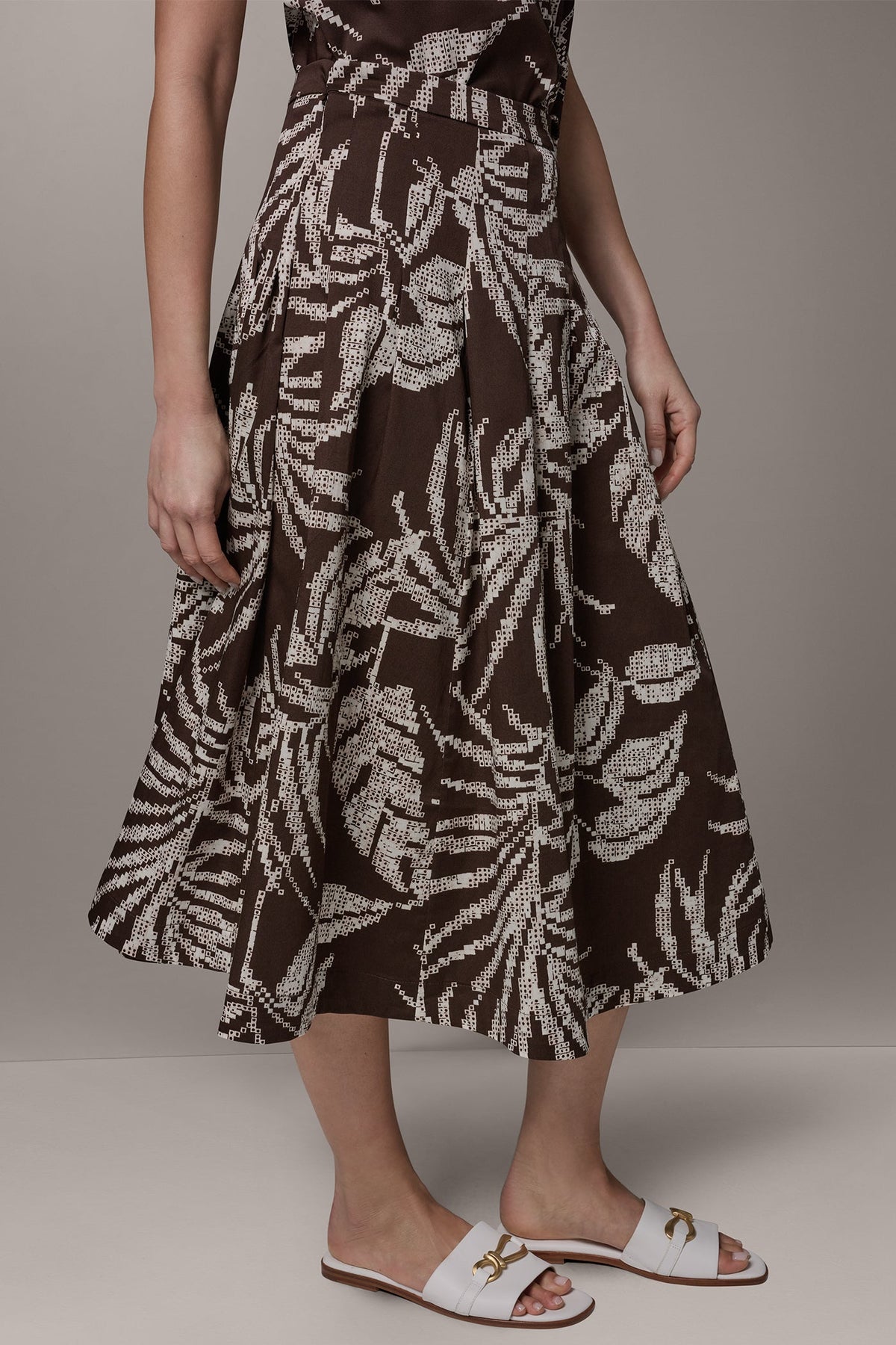 PRINT MIDI A-LINE SKIRT - Canyon Multi