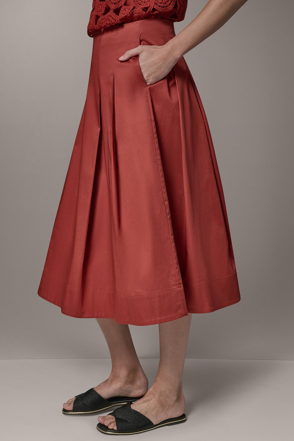 MIDI A-LINE SKIRT - Sunbaked