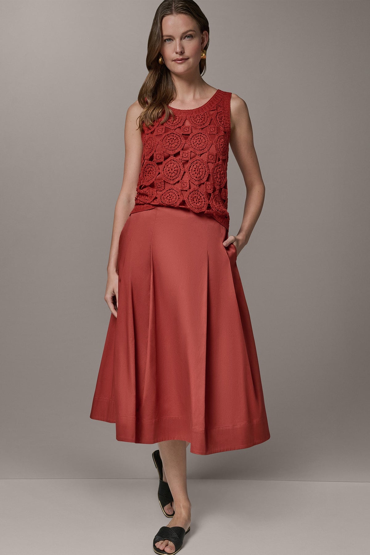 MIDI A-LINE SKIRT - Sunbaked