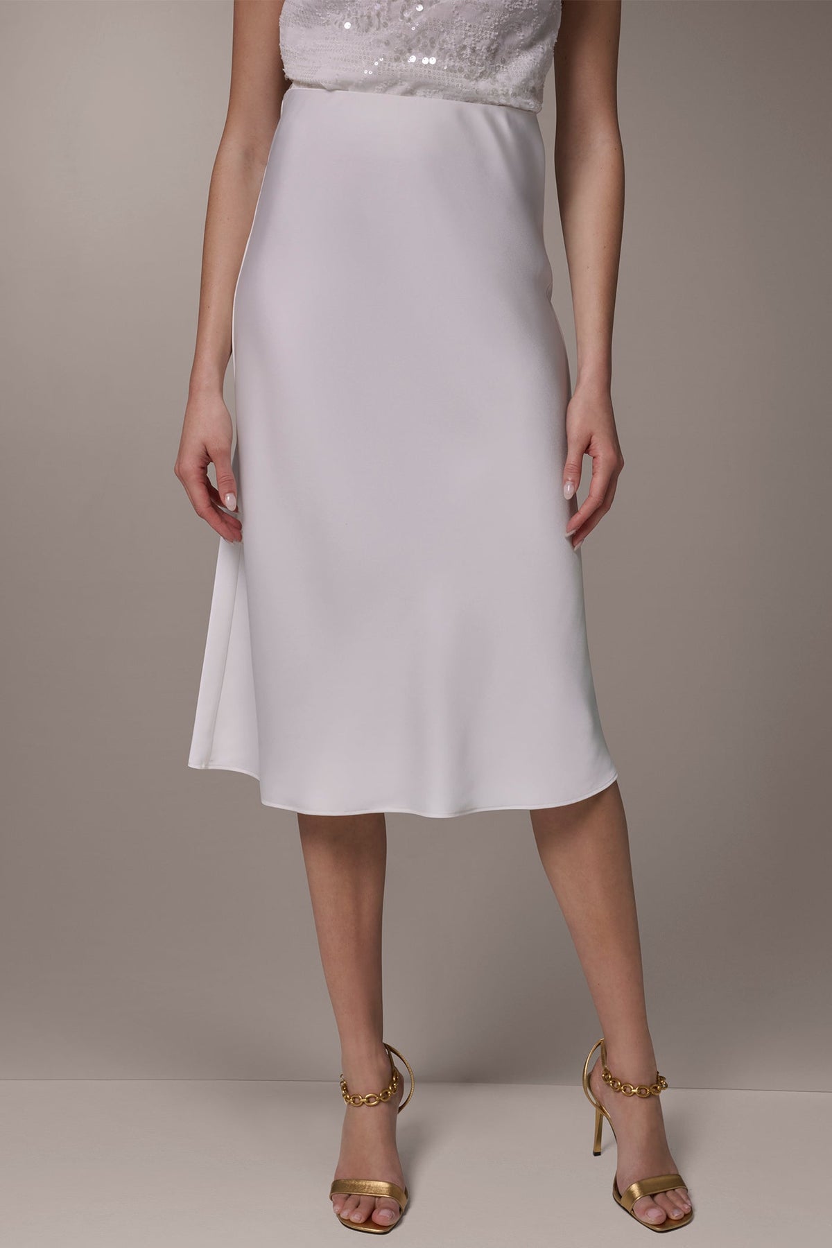 SATIN BIAS SKIRT - Cream