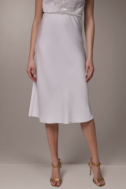 SATIN BIAS SKIRT - Cream