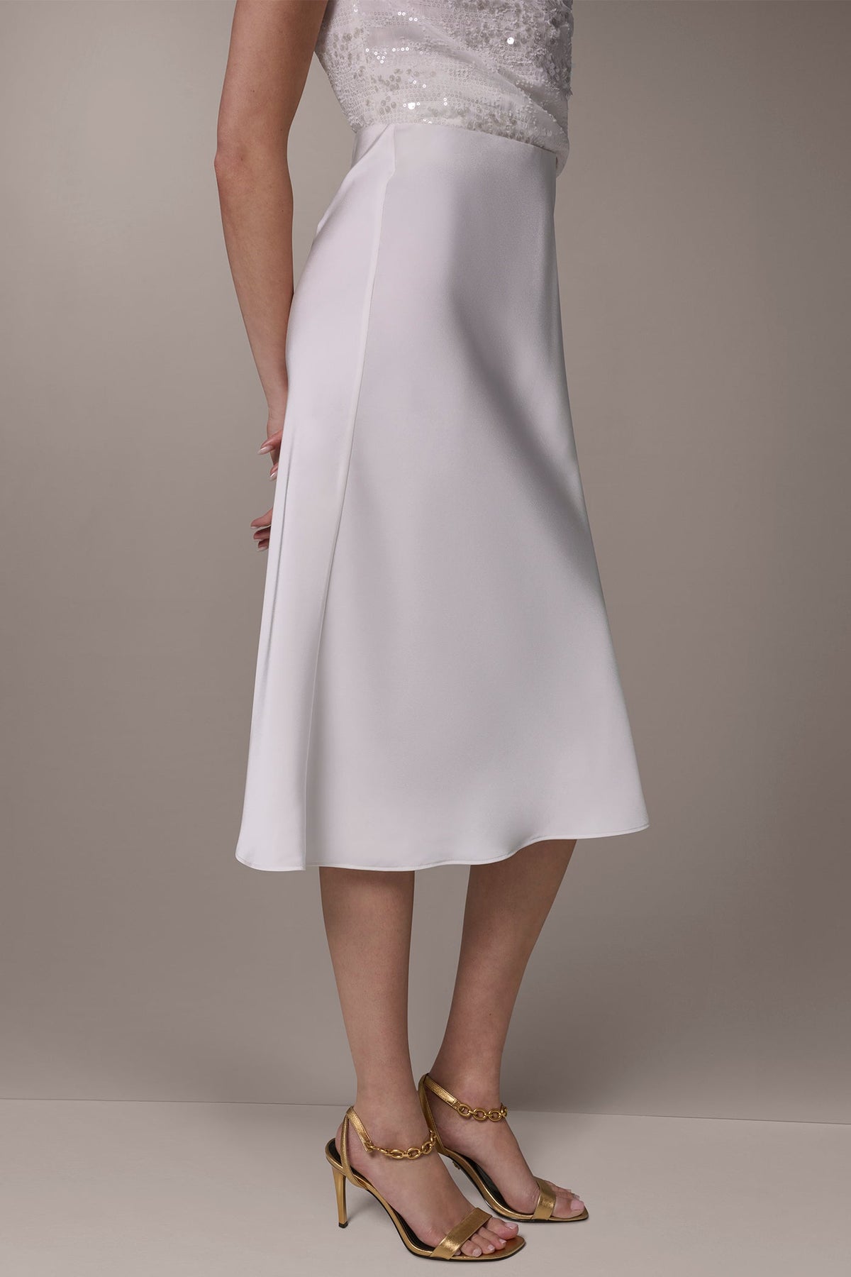 SATIN BIAS SKIRT - Cream