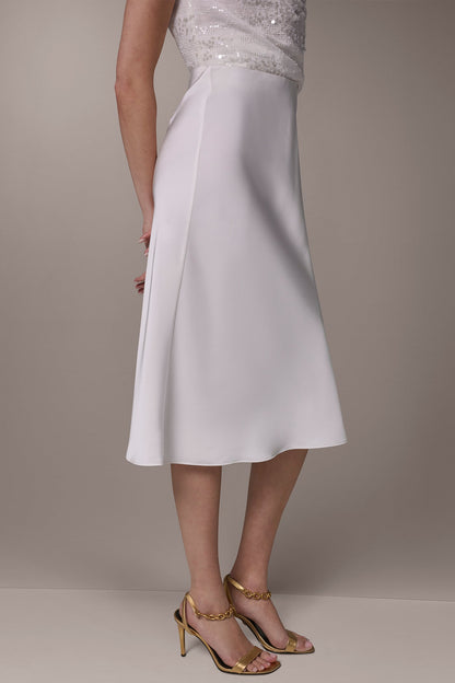 SATIN BIAS SKIRT - Cream