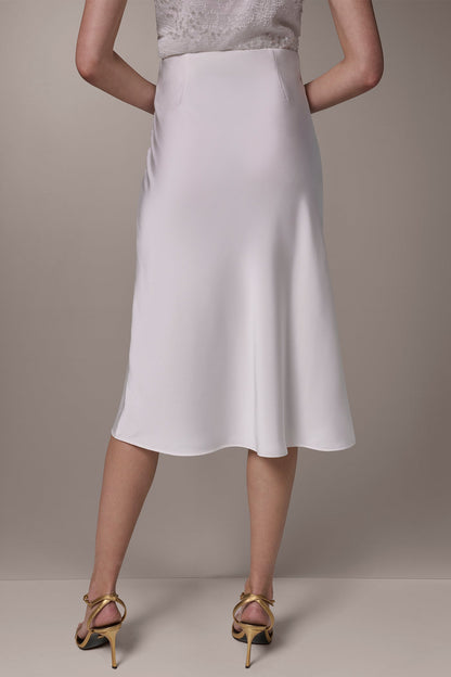 SATIN BIAS SKIRT - Cream