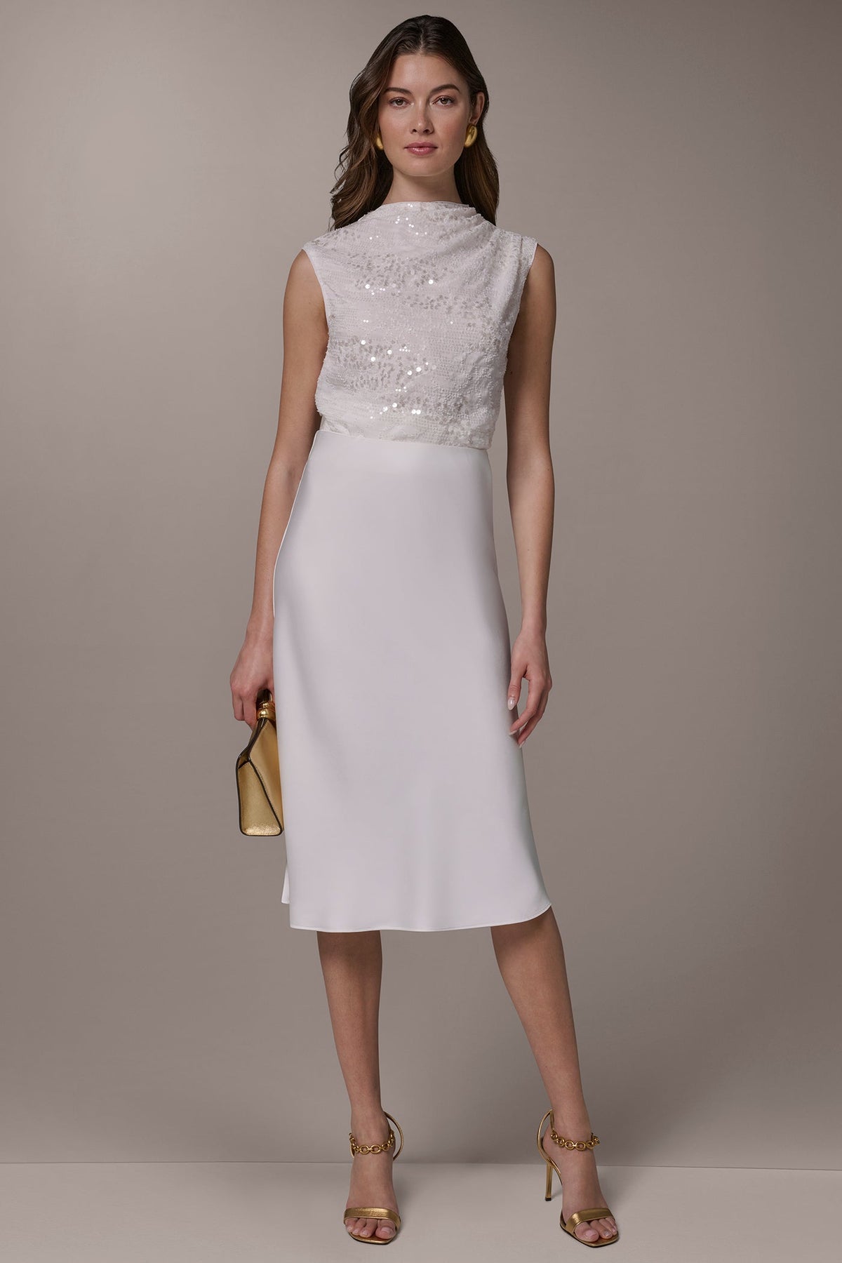 SATIN BIAS SKIRT - Cream