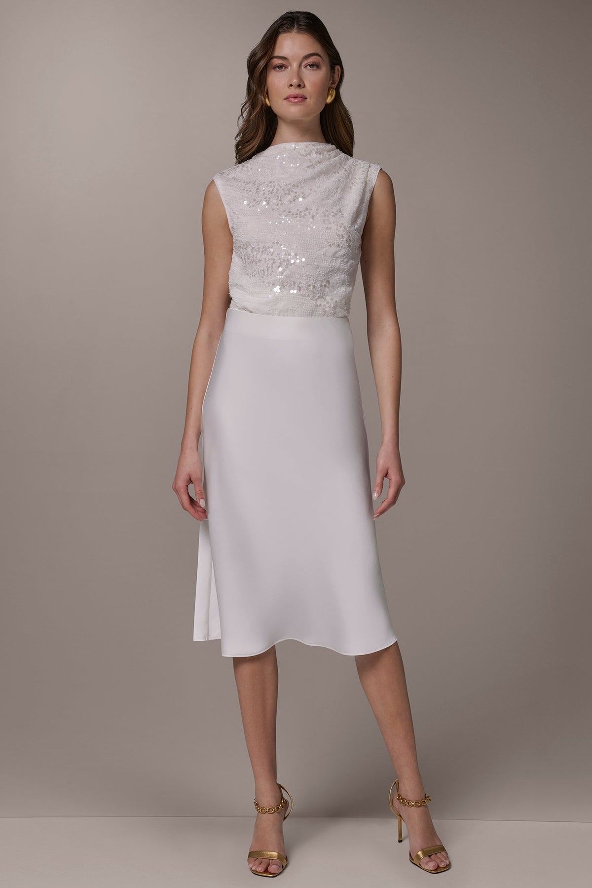 SATIN BIAS SKIRT - Cream