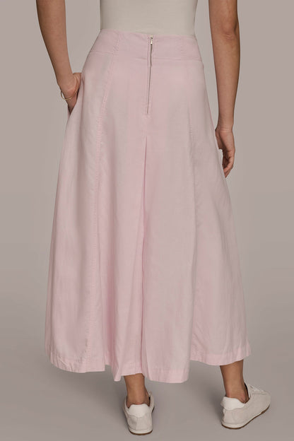 BRUSHED MIDI PANEL TRUMPET SKIRT - PINK WISTERIA