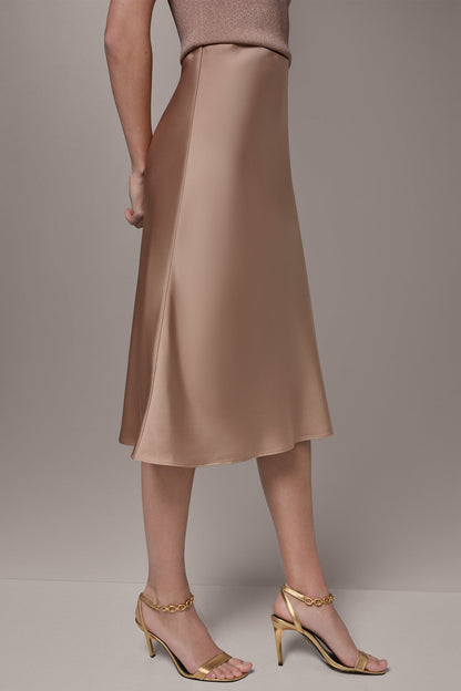 SATIN BIAS MIDI SKIRT - Umbria