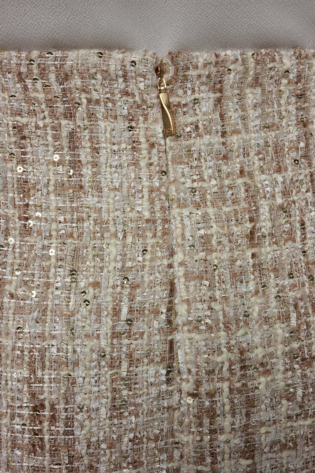 SEQUIN TWEED MIDI SUIT PENCIL SKIRT - Dark Cream Multi