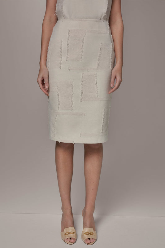 JACQUARD MIDI SUIT PENCIL SKIRT - Natural