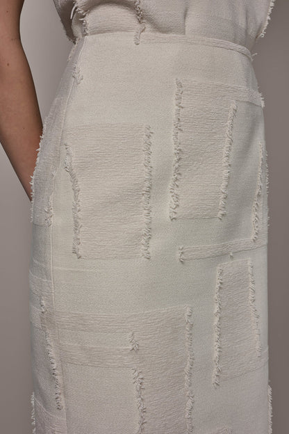 JACQUARD MIDI SUIT PENCIL SKIRT - Natural