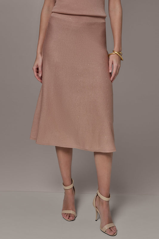 SEQUIN MIDI A-LINE SWEATER SKIRT - Umbria