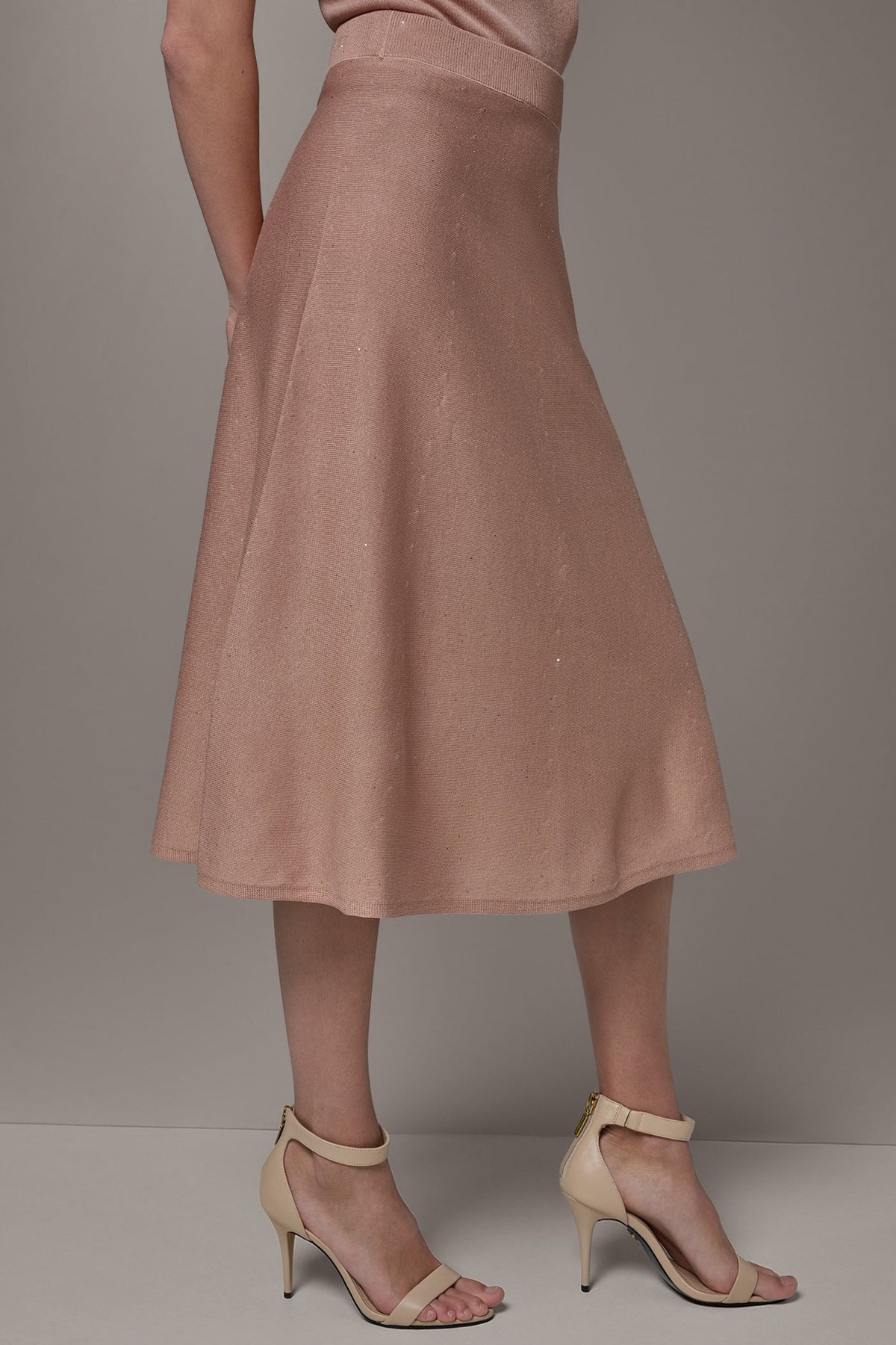 SEQUIN MIDI A-LINE SWEATER SKIRT - Umbria