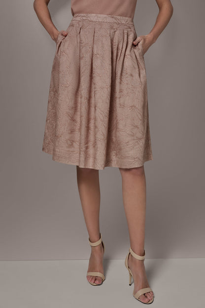 FLORAL EMBROIDERED PLEATED A-LINE SKIRT - Umbria